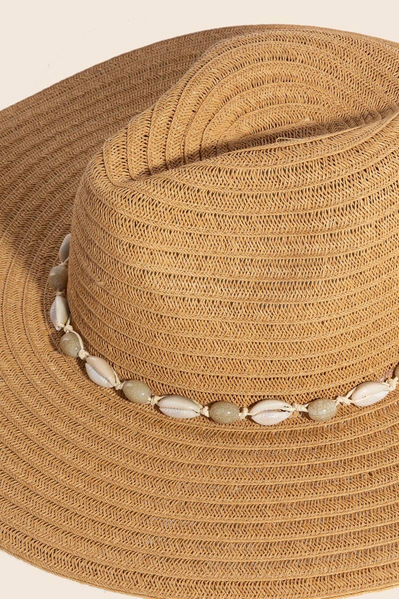 Sea Shell Floppy Straw Hat: Ivory