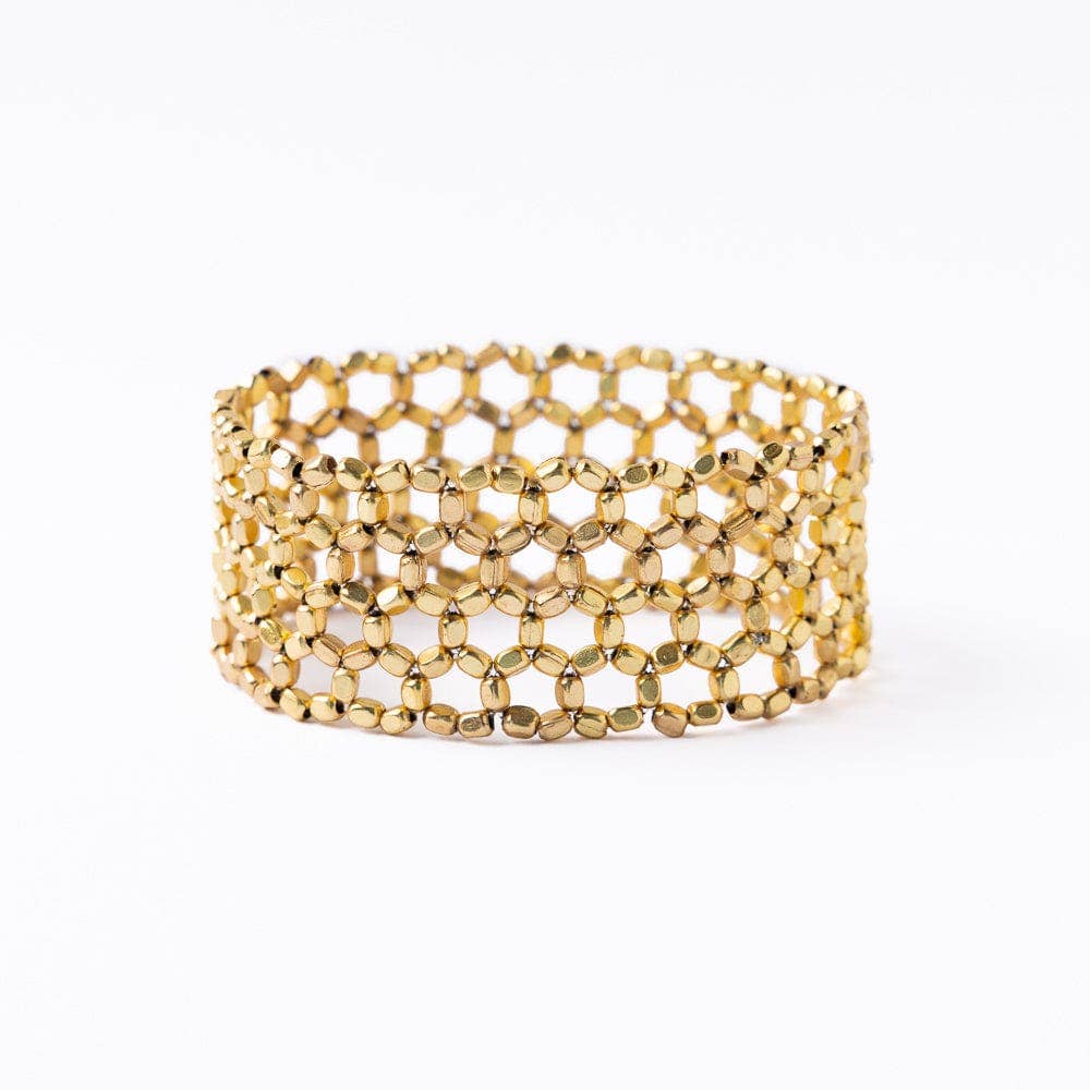 Winnie Small Bead Stretch Bracelet Brass