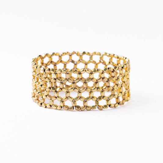 Winnie Small Bead Stretch Bracelet Brass