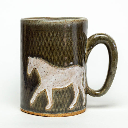 White Horse Design Handmade, in Ohio, Ceramic 14oz Gray Mug