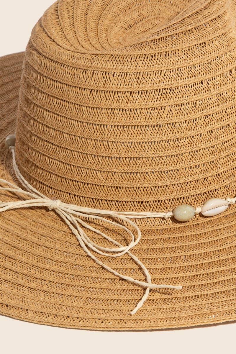 Sea Shell Floppy Straw Hat: Khaki
