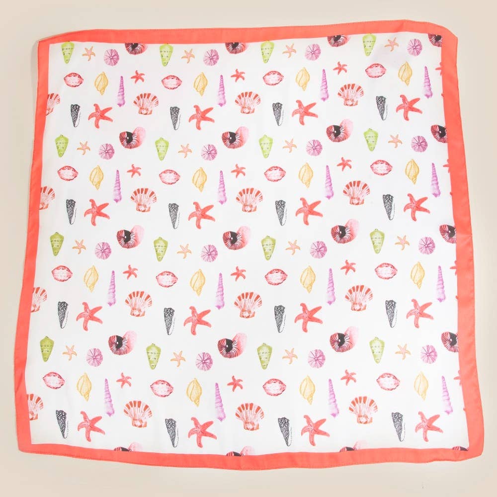 Sealife Multi Seashells Bandana Scarf