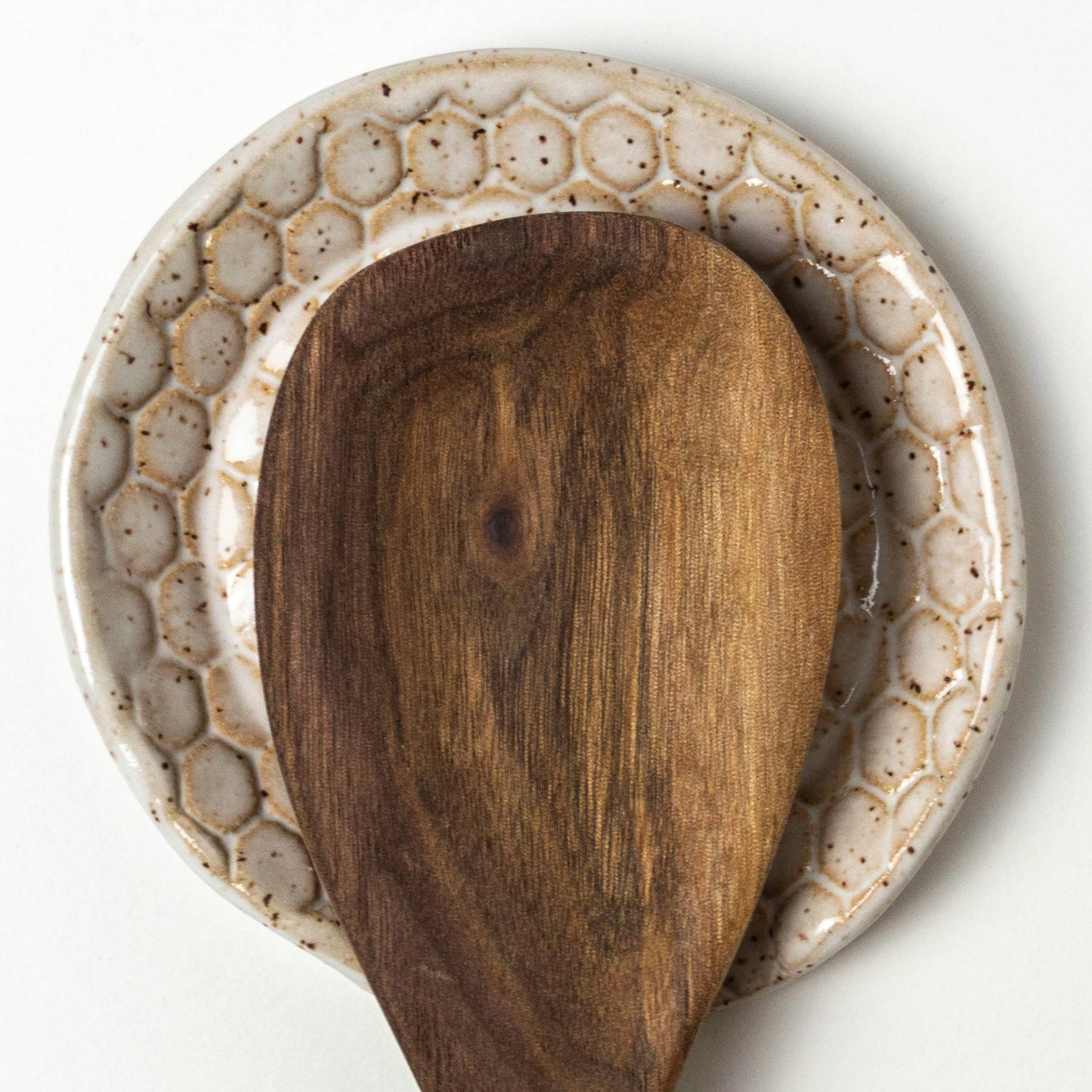 Ceramic Spoon Rest- Honey Bee Pattern Handmade in Ohio