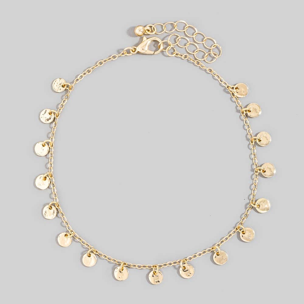 Mini Hammered Coins Chain Anklet