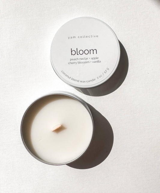 Bloom- 2 oz peach, apple, cherry, vanilla Travel Tin Candle