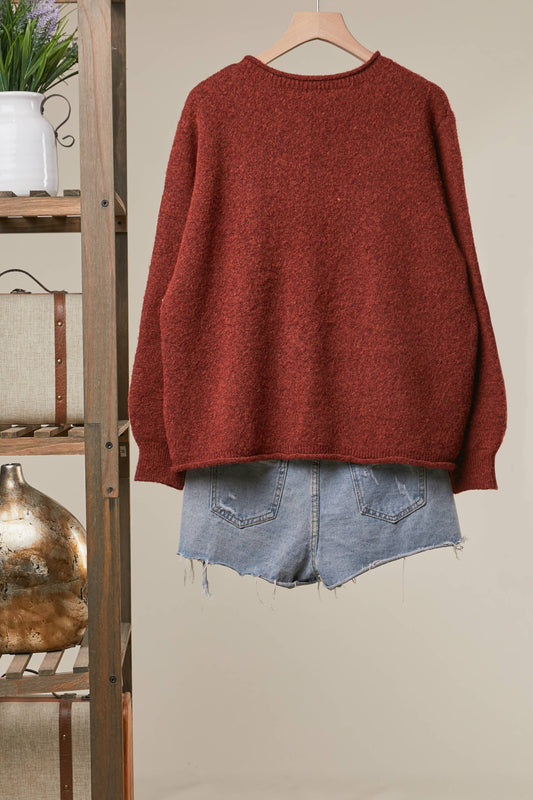 Spiral Sun Graphic Knit Sweater – Rust
