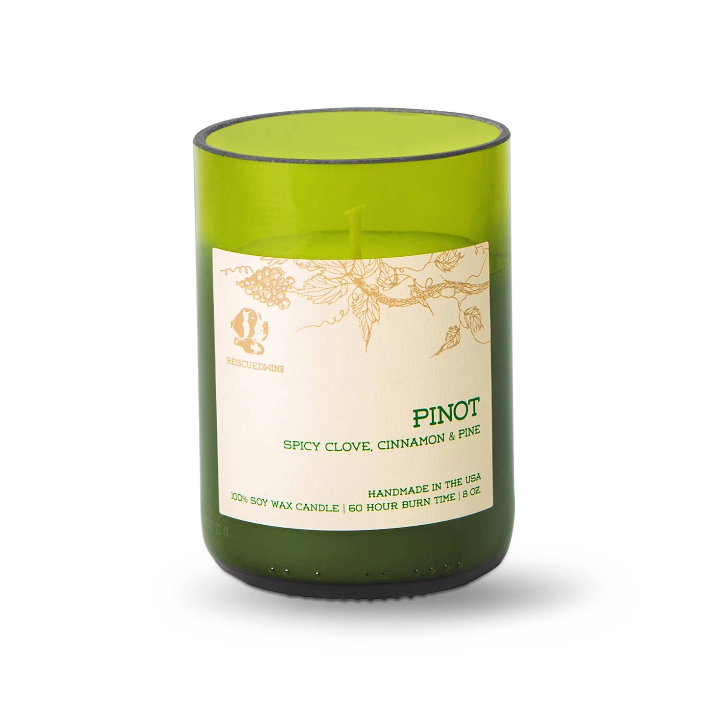 Upcycled Wine Bottle Candle - Pinot Noir / Eco Friendly 8oz.