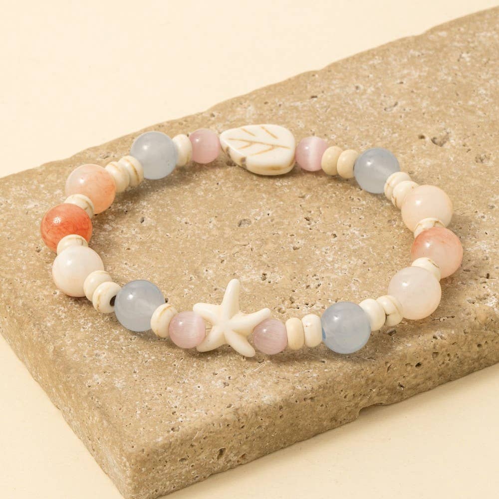 Starfish And Leaf Beaded Bracelet