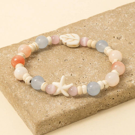 Starfish And Leaf Beaded Bracelet
