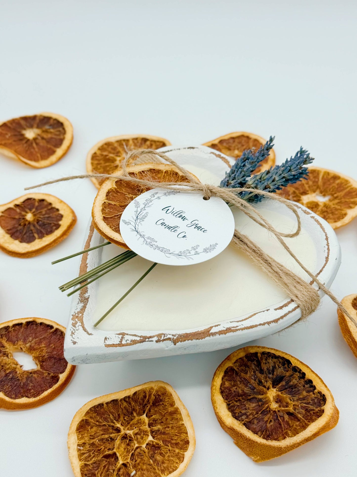 Summer Citrus Small Heart Dough Candle: Natural Stain