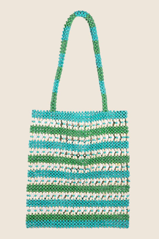 Vibrant Wooden Beaded Tote Bag