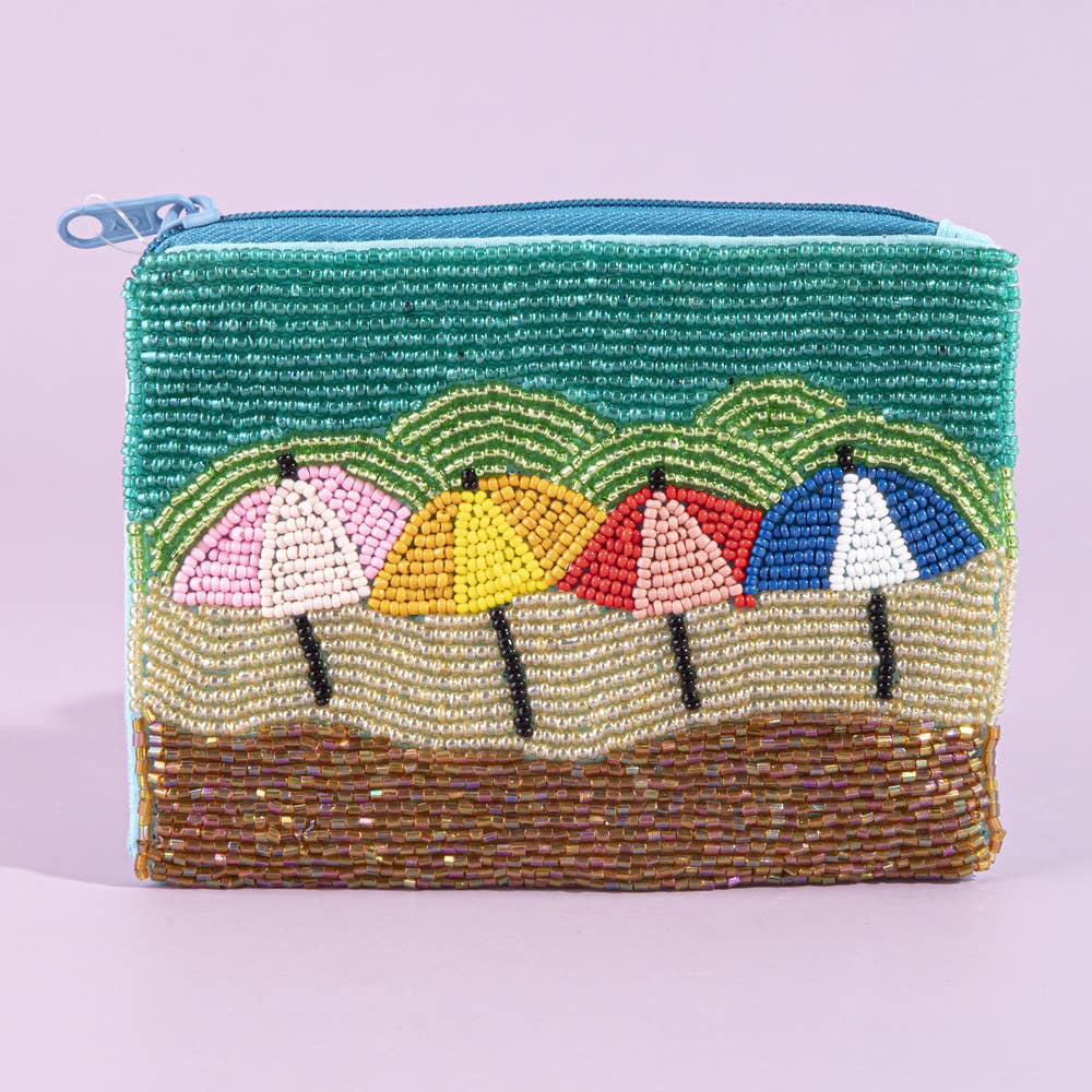 Beaded Beach Umbrellas Coin Pouch