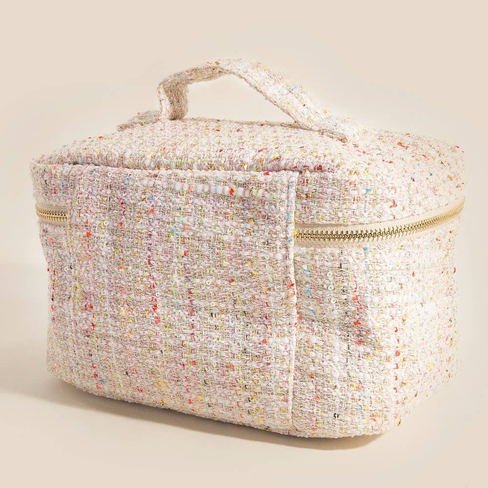 Confetti Tweed Makeup Case Cosmetic Bag