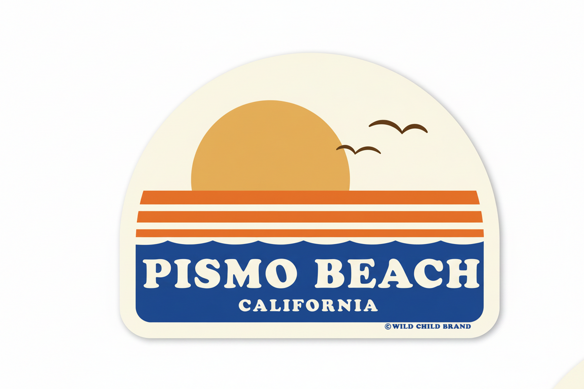 Pismo Beach California Sunset Sticker | Retro Vinyl Decal