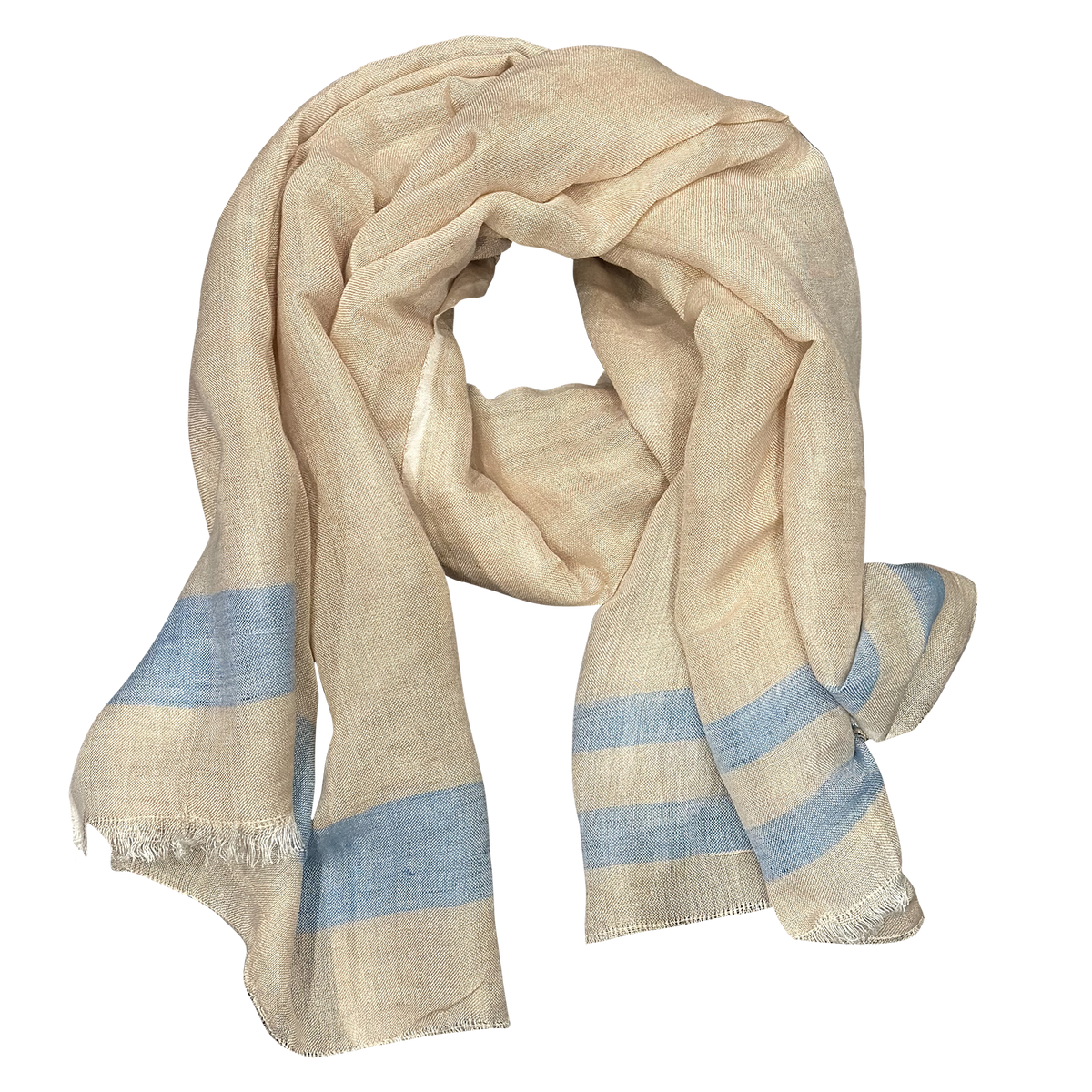 Pure Linen with Fresh Stripes Lightweight Scarf for Women