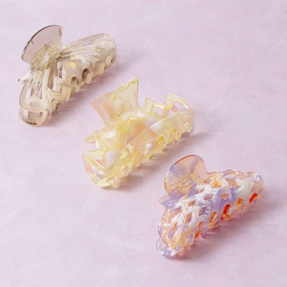 Mixed Finish Acetate Claw Hair Clip Set
