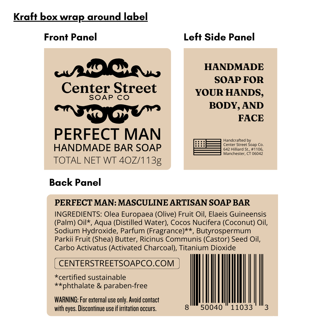 Perfect Man Vegan Handmade Bar Soap For Men - 4oz