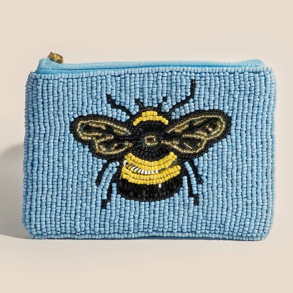 Seed Beaded Queen Bee Coin Purse
