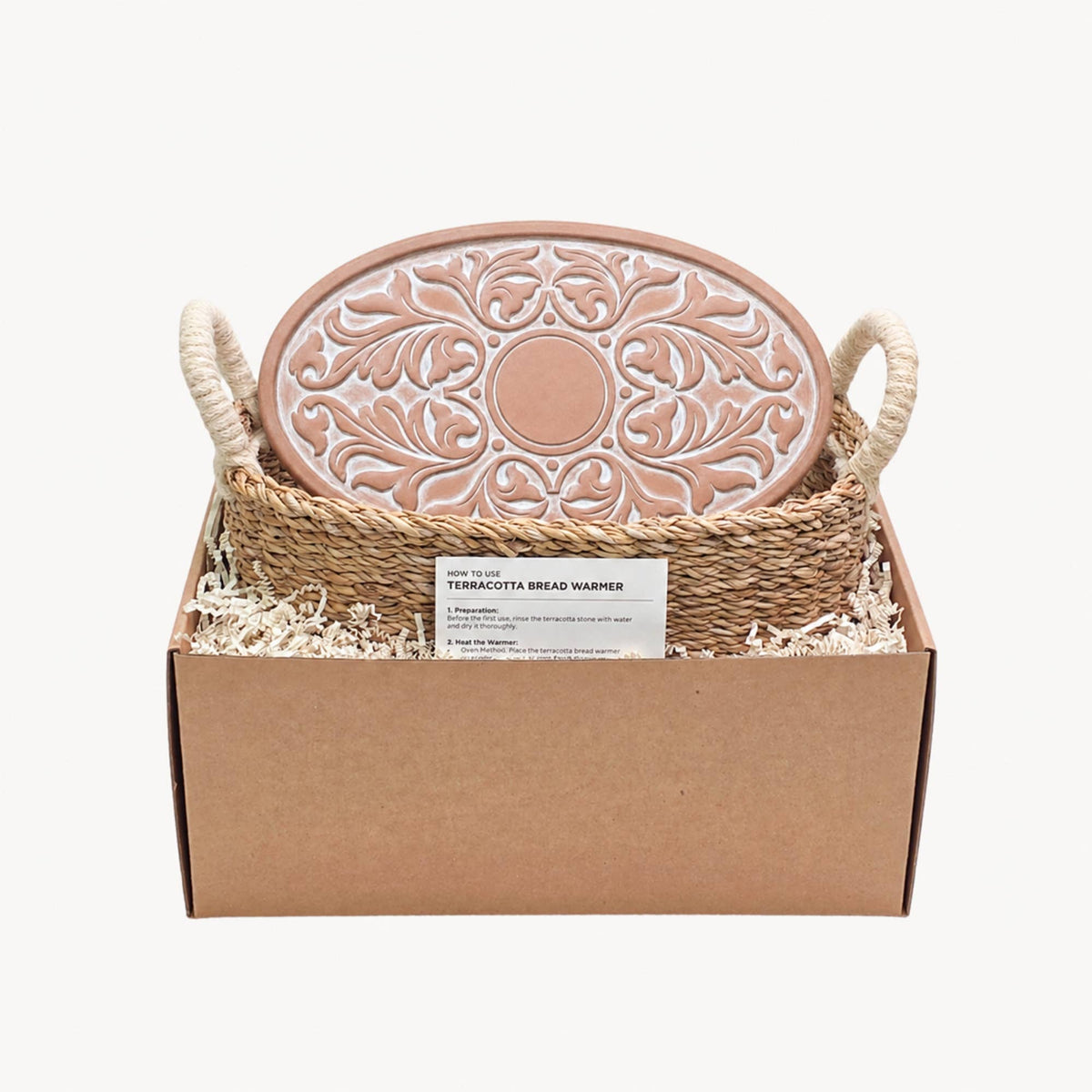 Handmade Bread Warmer & Wicker Basket - Vintage Vine Oval