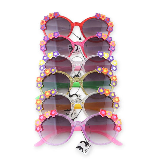 Kids Flower Glitter Sunglasses