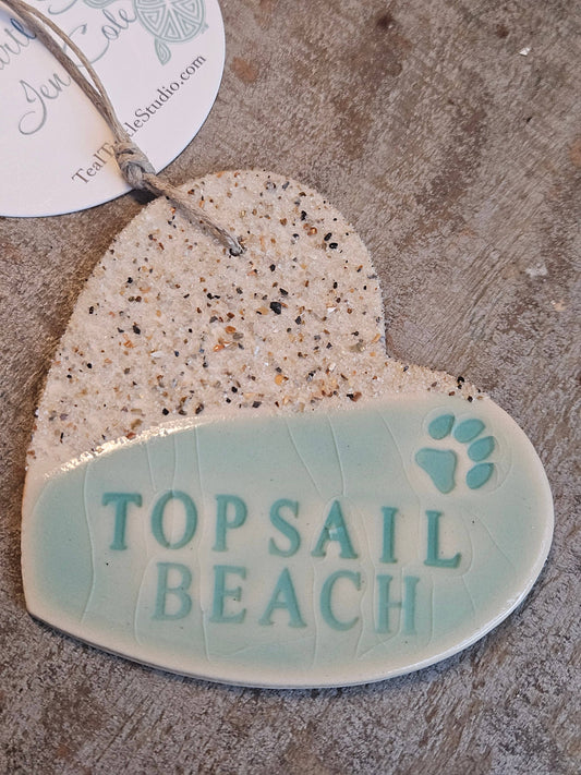 Custom Sandy Pet Lover Beach Heart with Pawprint