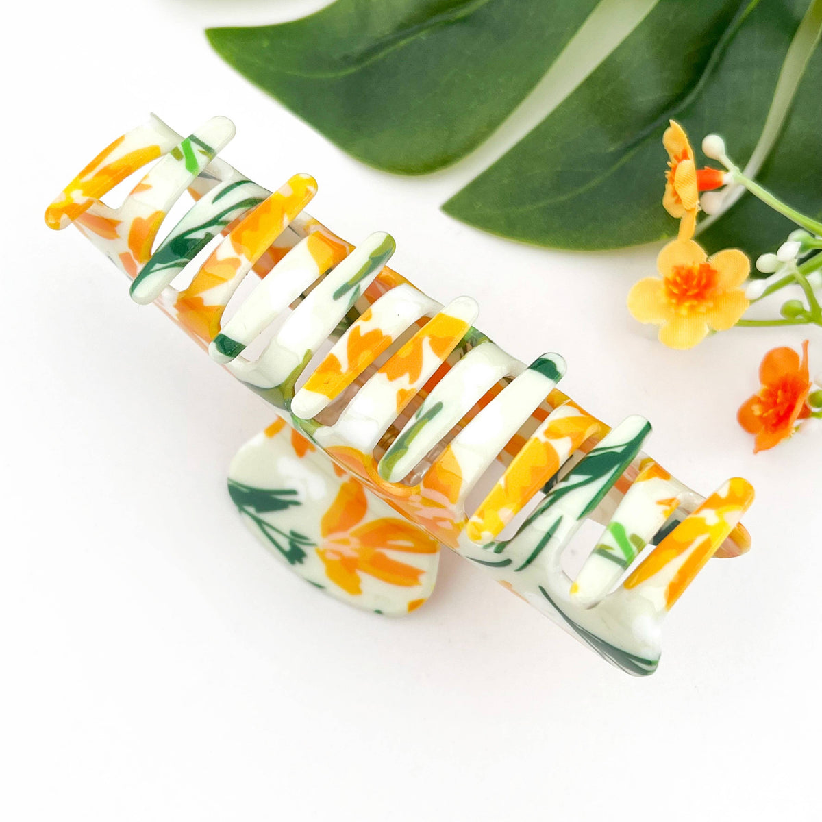 Oil Painting Style Yellow Flower Hair Claw Clip