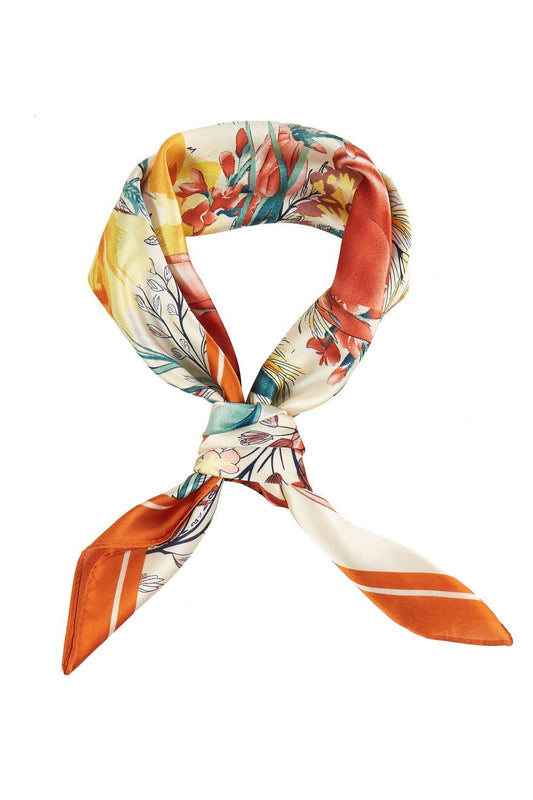 Floral Garden Print Bandana: Orange