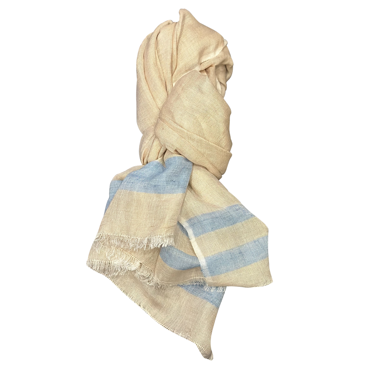 Pure Linen with Fresh Stripes Lightweight Scarf for Women