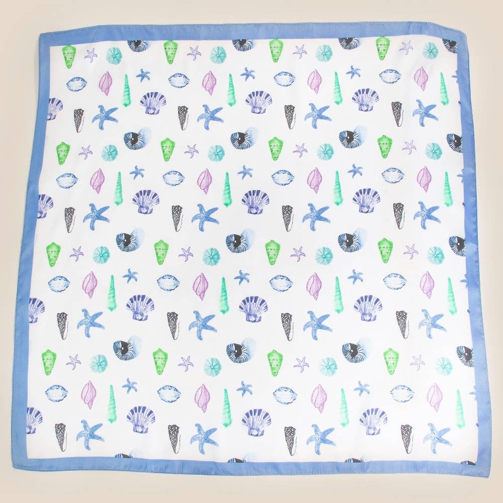 Sealife Multi Seashells Bandana Scarf