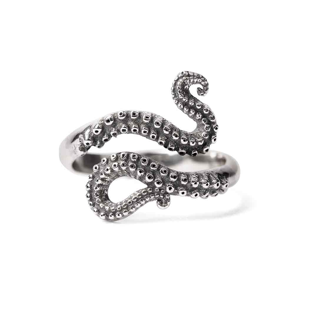Sterling Silver or Bronze Adjustable Octopus Tentacle Ring