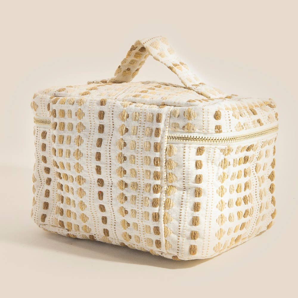 Textured Cream Makeup Case Cosmetic Bag