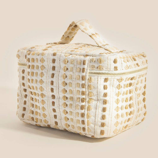 Textured Cream Makeup Case Cosmetic Bag