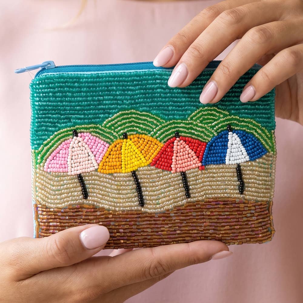 Beaded Beach Umbrellas Coin Pouch