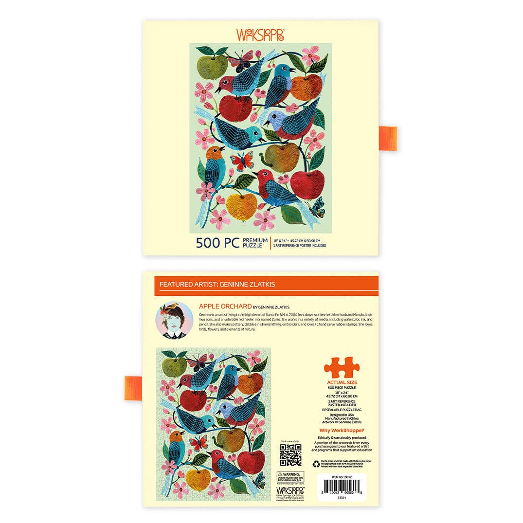 Apple Orchard 500 Piece Puzzle, Spring Bird Floral Gift