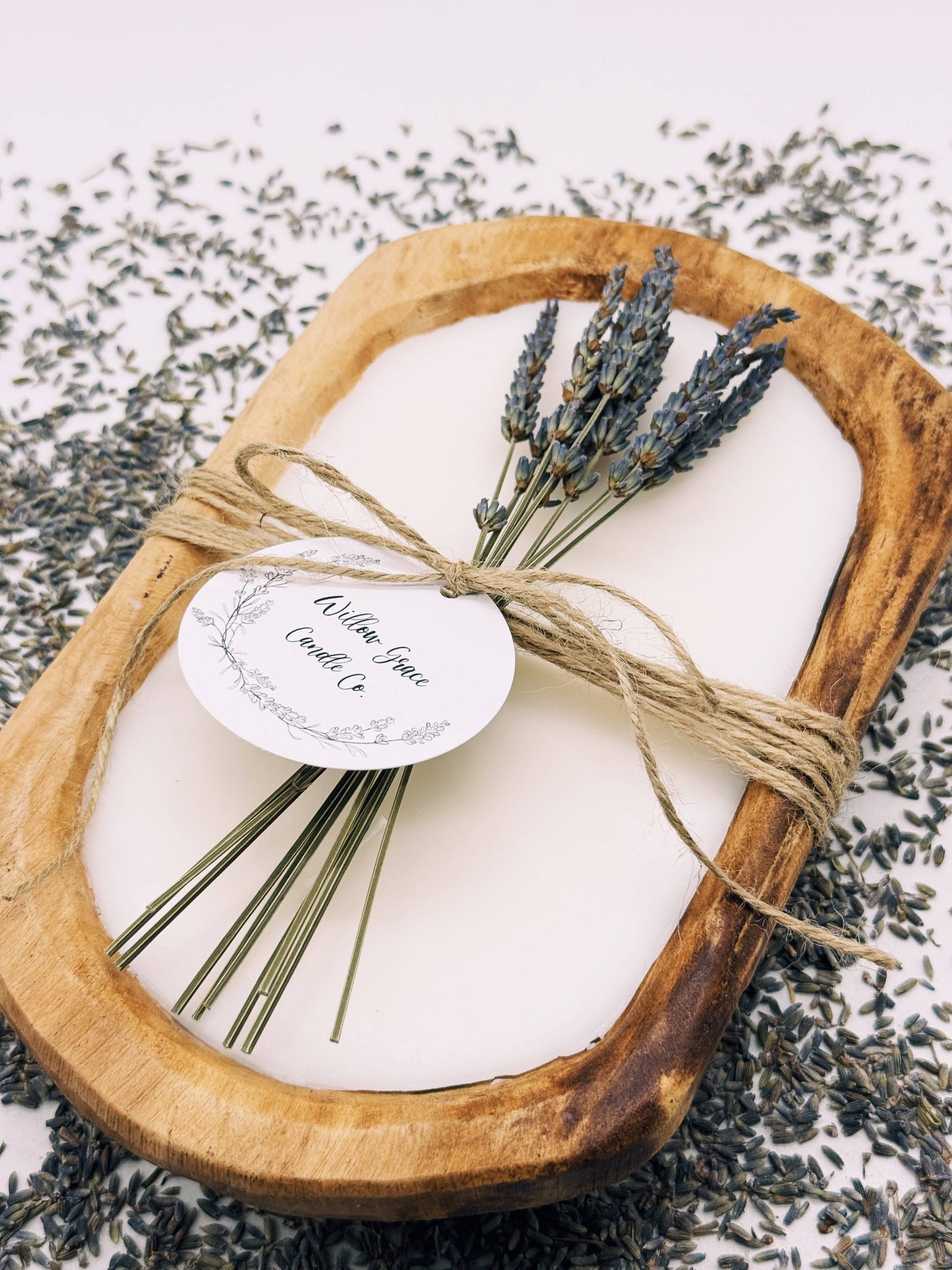 Un-stained Petite Dough Candle: Dried Eucalyptus / Sweet Vanilla