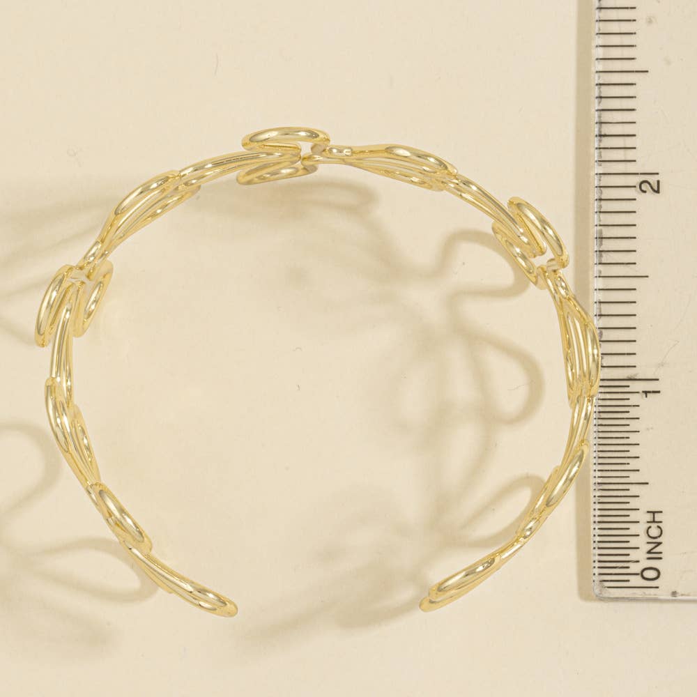 Metallic Wire Flower Cuff Bracelet