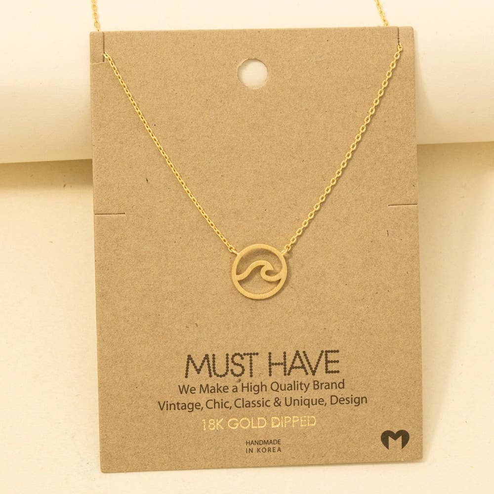 Wave Cutout Coin Pendant Necklace