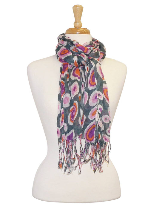 Bullseye Dots Fringed Scarf – Colorful Lightweight Accessory