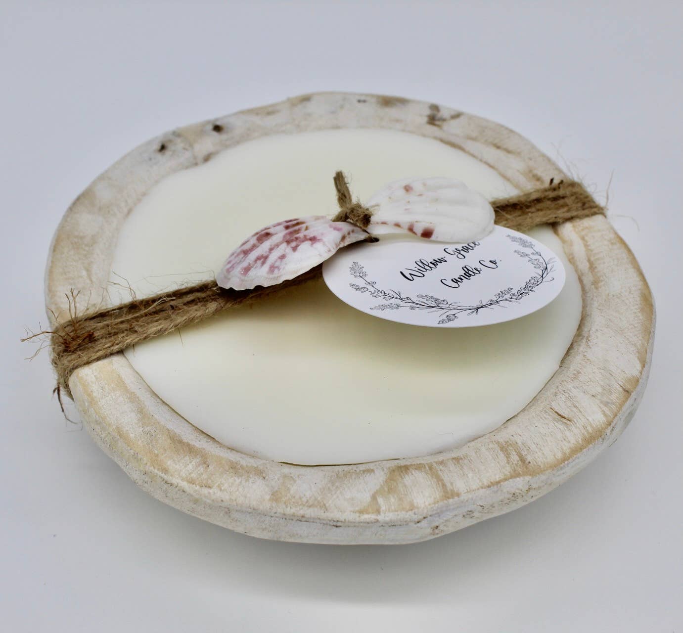 Mini Round Dough Candle: White Wash / Sea Shells / Fresh Linen