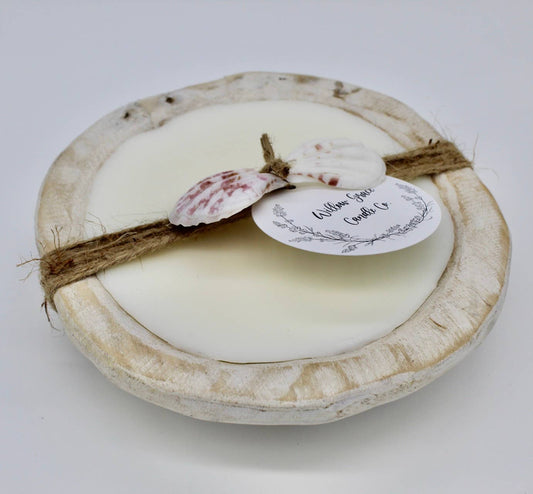 Mini Round Dough Candle: White Wash / Sea Shells / Fresh Linen