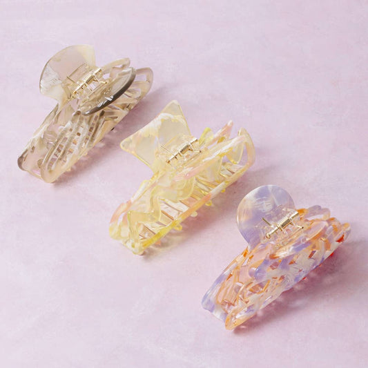 Mixed Finish Acetate Claw Hair Clip Set