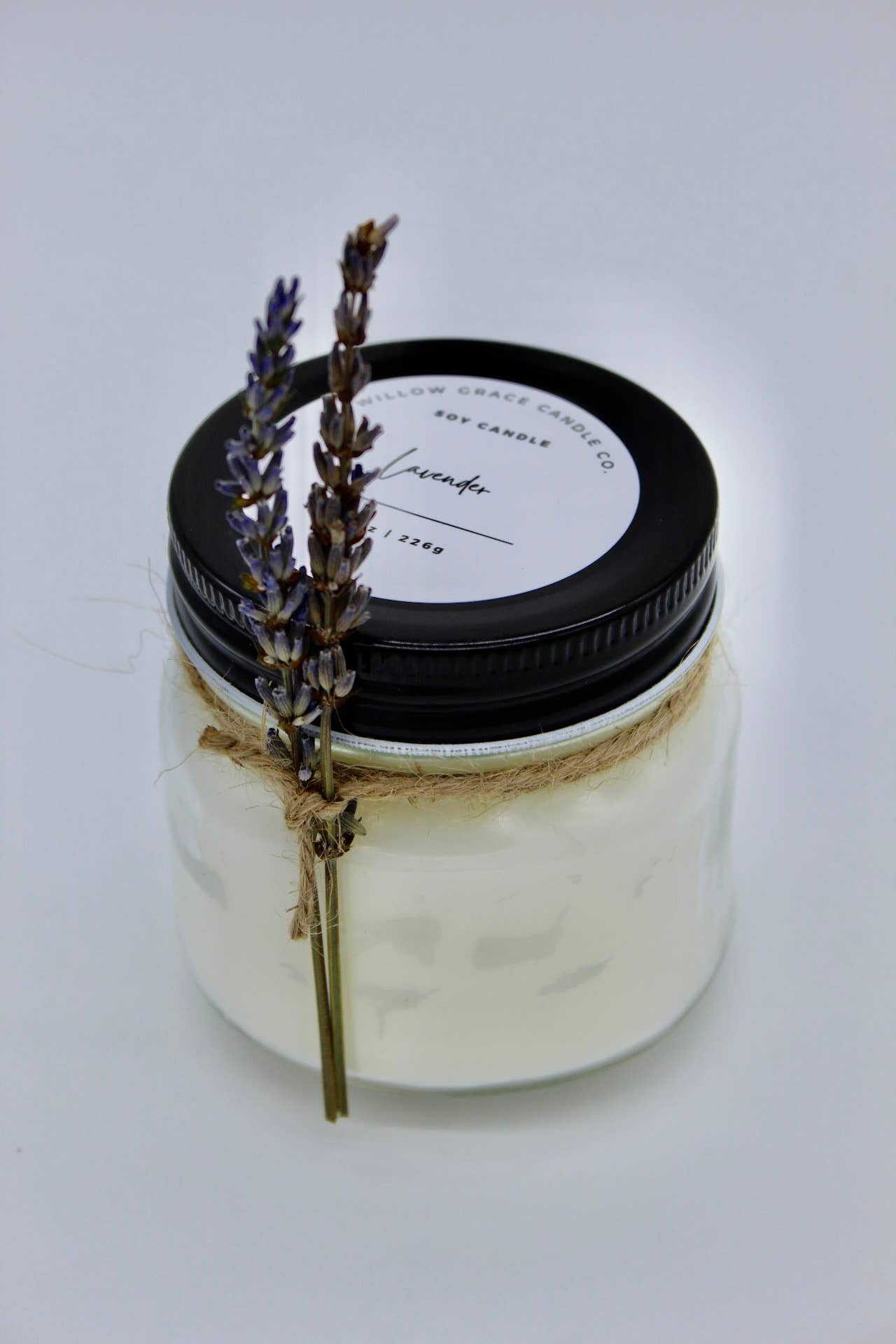 8 oz Mason Jar Candle: Dried Eucalyptus / Fresh Linen