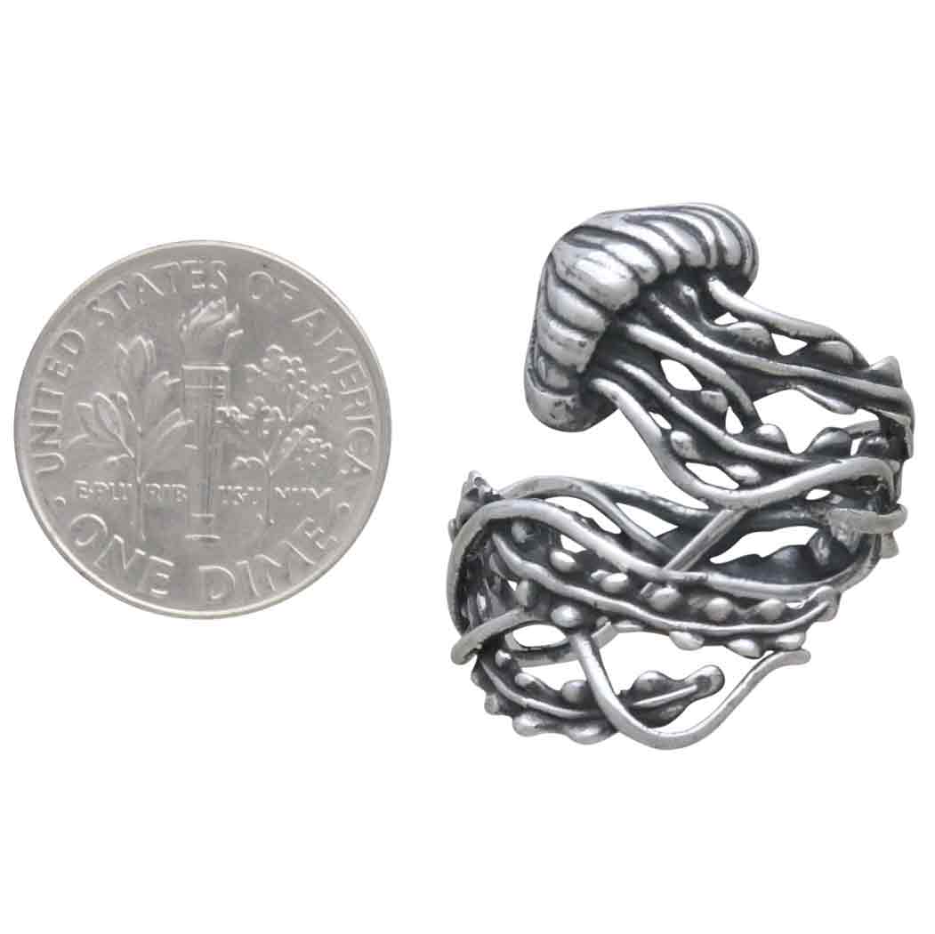 Sterling Silver or Bronze Adjustable Jellyfish Ring