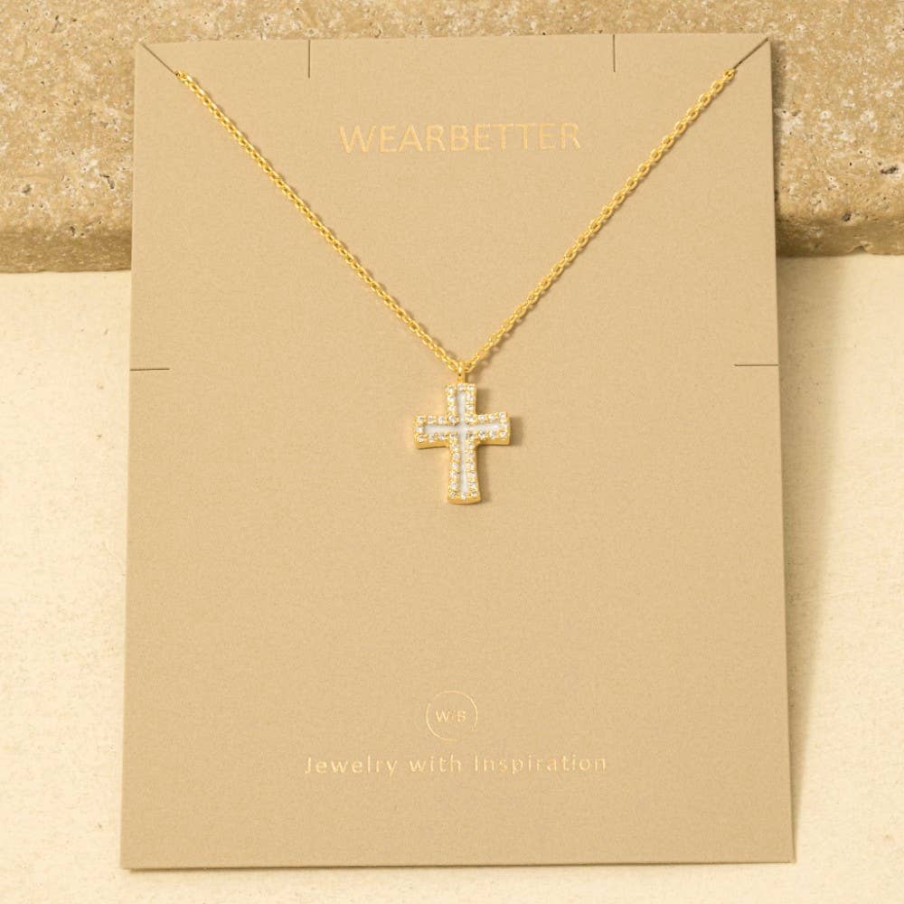 Gold Dipped Enamel Cross Pendant Necklace