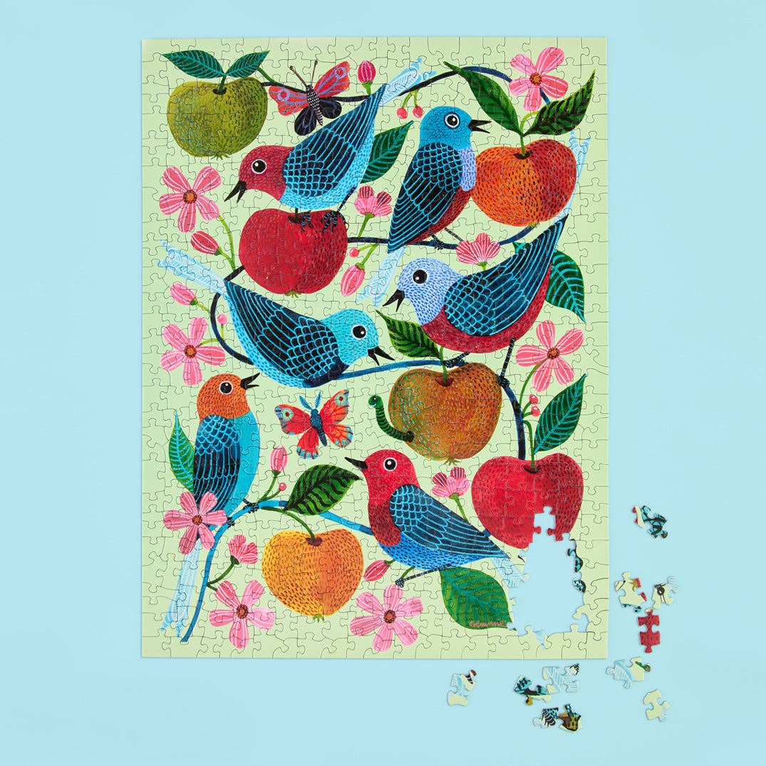 Apple Orchard 500 Piece Puzzle, Spring Bird Floral Gift