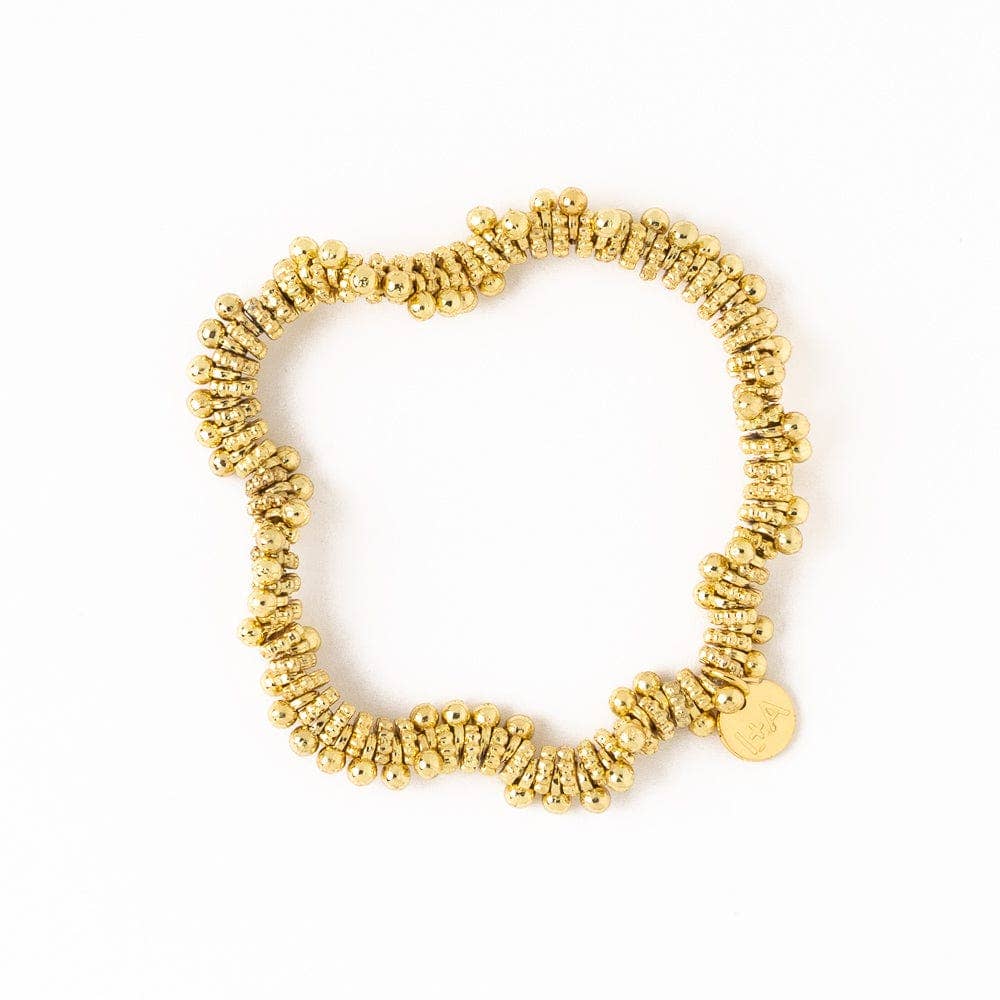 Kate Brass Round And Flat Beads Stretch Bracelet