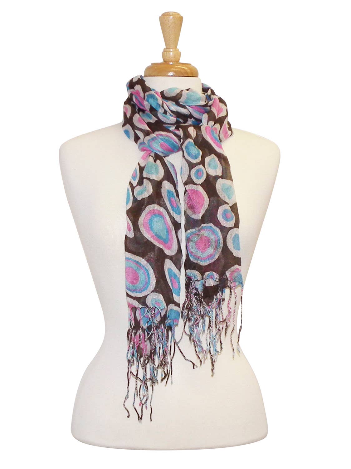 Bullseye Dots Fringed Scarf – Colorful Lightweight Accessory