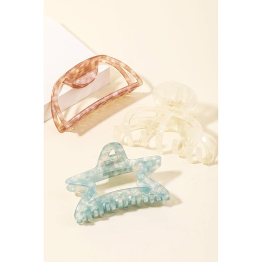 Assorted Shape Acetate Hair Clip Set