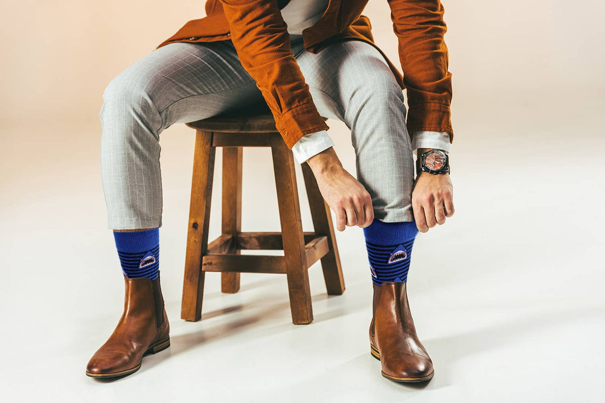 Sick Socks - Shady Sharks - Trippy Dress Socks For Men Women