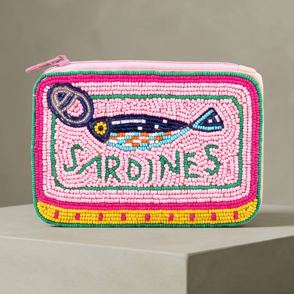Beaded Sardines Tin Novelty Coin Pouch